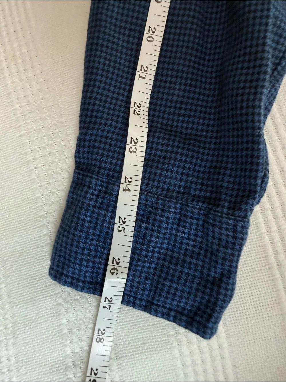 J.Crew Men's Slim Fit Linen Cotton Blend Houndstooth Shirt Blue Long Sleeve XL